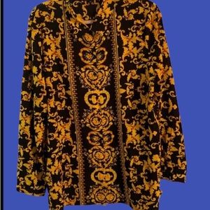Flory day Black and gold Versace type XL button blouse with gorgeous back